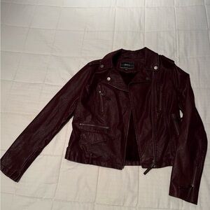 BNCI Women's Burgundy Leather Jacket